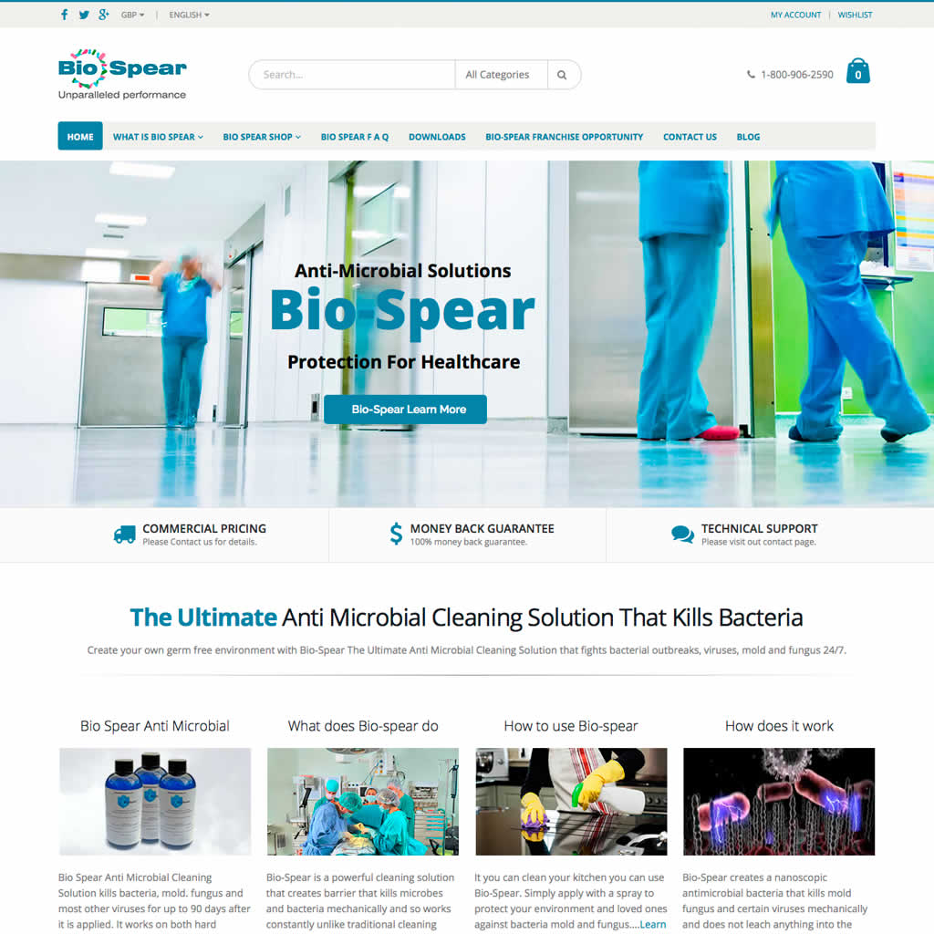 Home page Bio-spear Ecommerce Website Project